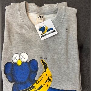 Kaws+Warhol Gray Cookie Monster Sweatshirt NWT